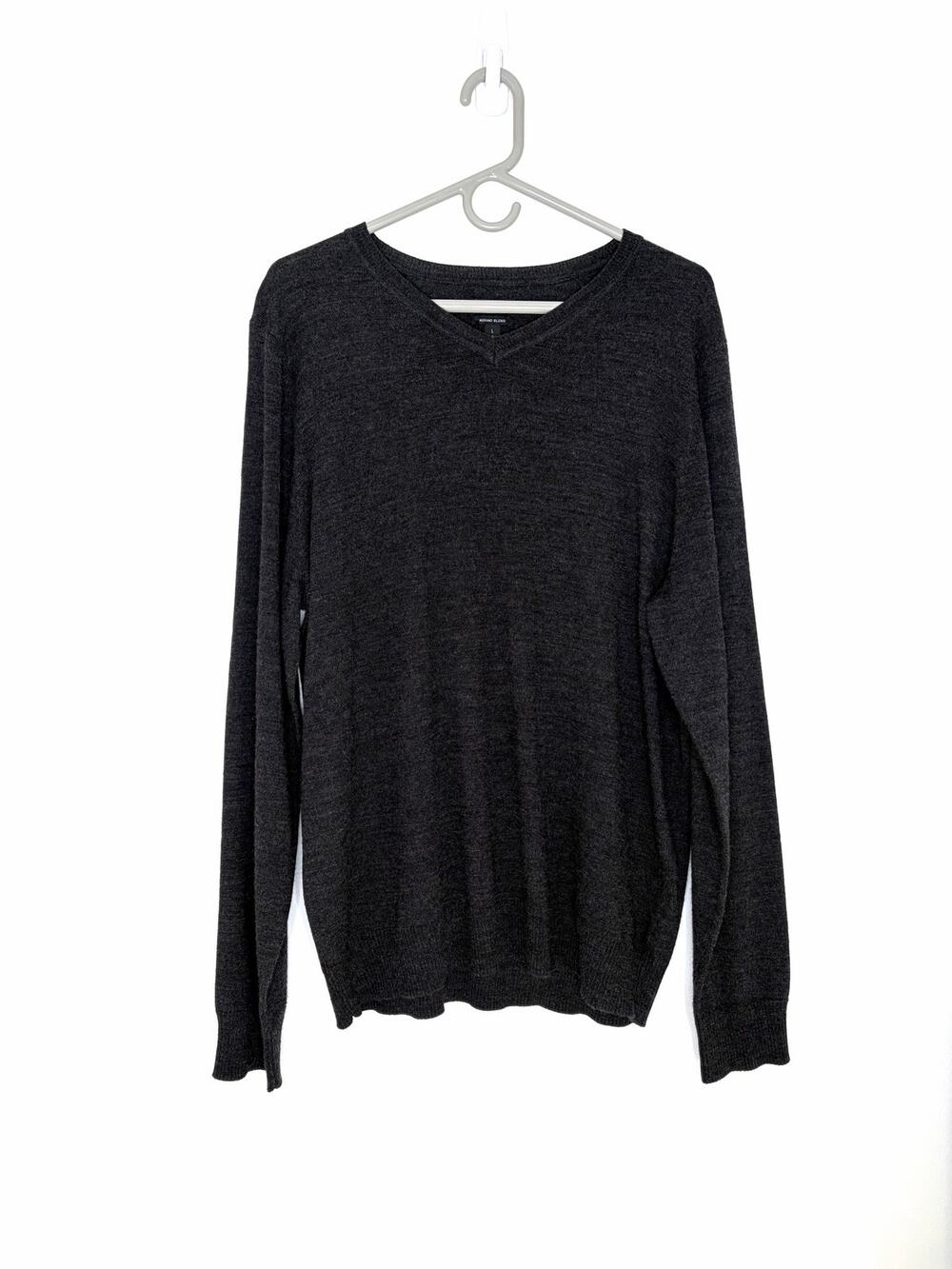Apt 9 V Neck Merino Wool Blend Sweater Men's L Charcoal Gray Casual Academia EUC